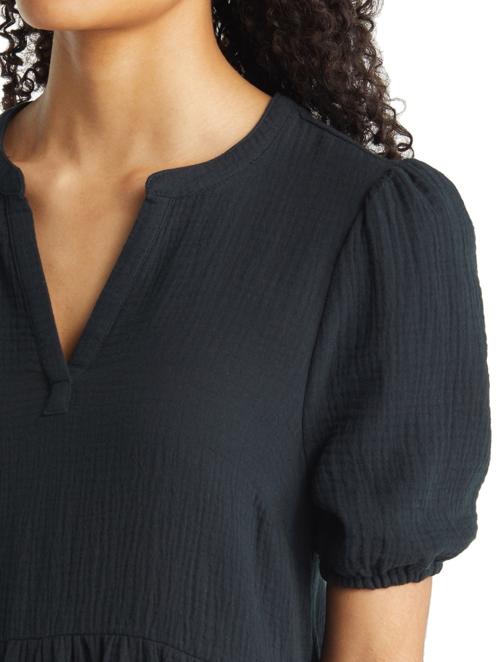 MARINE LAYER Black Short Sleeve V-Neck Dress - Picture 6 of 11